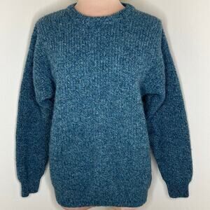 Vtg Antartex Pure Wool Sweater Small Mens Knit Jumper Crew Neck Marled 90s Blue